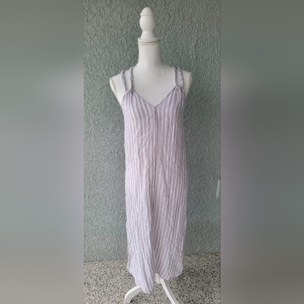 Rachel Ashwell Maxi Dress Boho Striped Braided Stripes Linen Blend